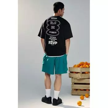 Футболка свободного покроя с принтом HM, черная S