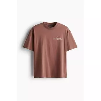 HM Свободная футболка с принтом кирпично-красного цвета