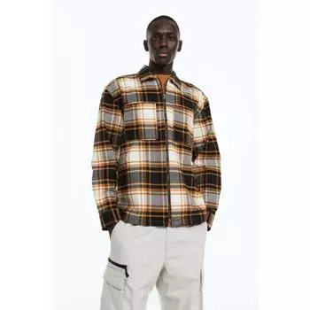 HM Свободная верхняя рубашка на молнии, цвет оранжевый, черный, клетка 1133600001 XSEUR XSS