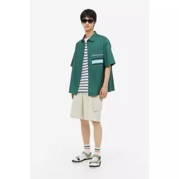 Рубашка свободного кроя с карманами, зеленая 1178844003 XSEUR XSS