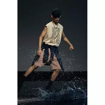 HM Свободный крой без рукавов с принтом бежевый techHno XXL