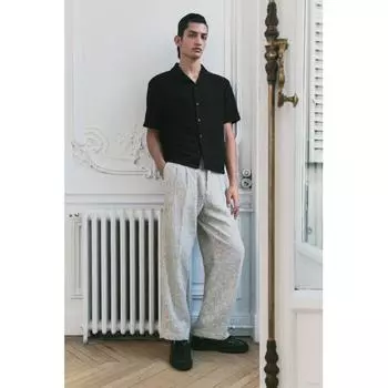 HM Текстурированная рубашка camp Regular Fit, черная XS