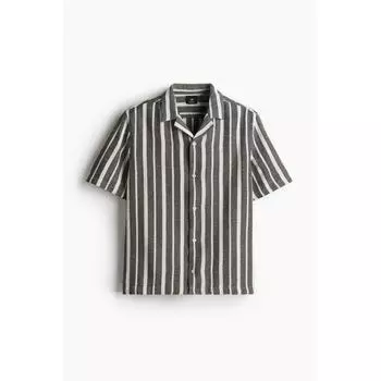 HM Текстурированная рубашка camp Regular Fit Темно-синяя в полоску XS