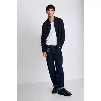 HM Текстурированная рубашка обычного кроя темно-синего цвета XS