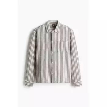 HM Текстурированная рубашка обычного кроя, темно-синяя в полоску S