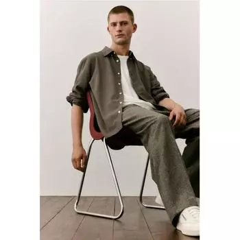 HM Текстурированная рубашка Regular Fit kHaki Green XS
