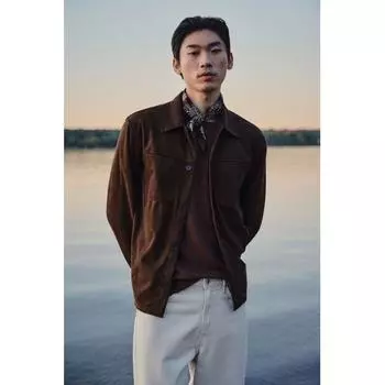 HM Текстурированная верхняя рубашка Regular Fit Brown M