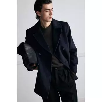 HM Wool Blend Peacoat Regular Fit Navy Blue S