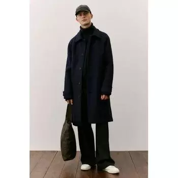 HM Wool Blend Peacoat Regular Fit Navy Blue S