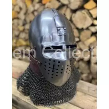HMB Сталь Средневековый Роа Бацинет Крест Дизайн Рыцарский Шлем Викингов Кольчуга