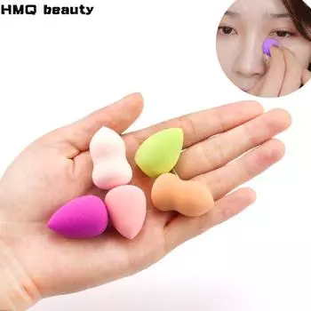HMQ beauty 4 шт./лот, губка для макияжа, пудра, гладкая губка для макияжа, основа, смешанные цвета