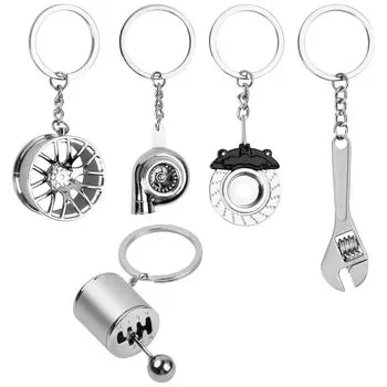 [Hnonoxy] 5pcs Turbo Key Chain Auto Parts Metal Key Chain Set Car Parts Model