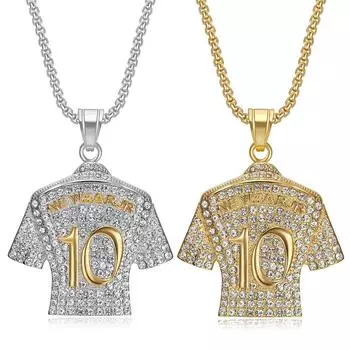 HNSP Нержавеющая сталь Металл Цирконий Неймар 10 Джерси Подвеска Цепь Ожерелье для Мужчин Мальчик Футбол Звезды Ювелирные Изделия Аксессуары Подарки 60CM