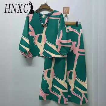 HNXC Летний женский повседневный комплект одежды: Верх в стиле бохо, брюки свободного покроя, комплект из 2 предметов S чёрный