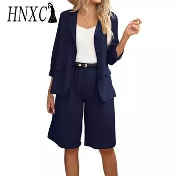 HNXC Осенний женский комплект из двух предметов: кардиган, топ и шорты S белый