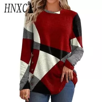 HNXC Women s Fashion Casual Spring Autumn Long Sleeve O-Neck Blouses & Shirts