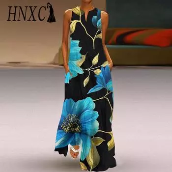 HNXC Женская мода Лето Весна Без Рукавов V-образный вырез Повседневные Платья S