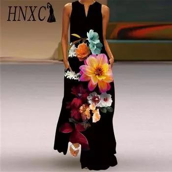 HNXC Женская мода Лето Весна Без Рукавов V-образный вырез Повседневные Платья S