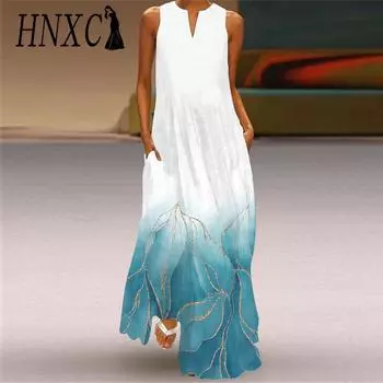 HNXC Женская мода Лето Весна Без Рукавов V-образный вырез Повседневные Платья S