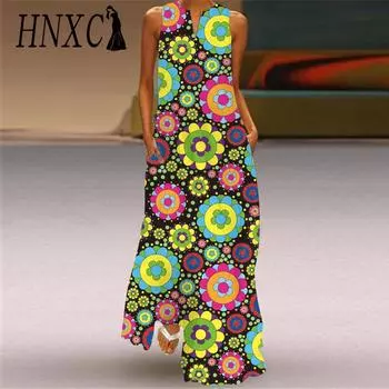 HNXC Женская мода Лето Весна Без Рукавов V-образный вырез Повседневные Платья S