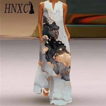 HNXC Женская мода Лето Весна Без Рукавов V-образный вырез Повседневные Платья S