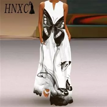 HNXC Женская мода Лето Весна Без Рукавов V-образный вырез Повседневные Платья S