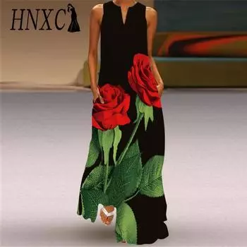 HNXC Женская мода Лето Весна Без Рукавов V-образный вырез Повседневные Платья S