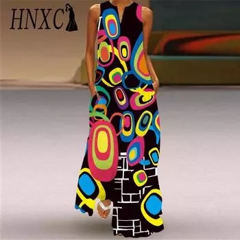 HNXC Женская мода Лето Весна Без Рукавов V-образный вырез Повседневные Платья S