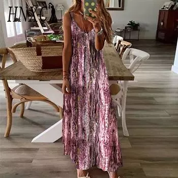 HNXC Женская мода Лето Весна Без Рукавов V-образный вырез Повседневные Платья S бордовый