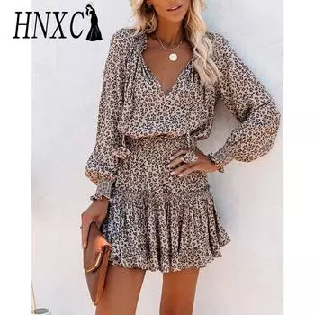 HNXC Женская мода Лето Весна Лето Весна Короткие рукава V-образный вырез Повседневные платья S