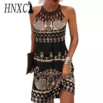 HNXC Женская мода Лето Весна Повседневные платья без рукавов S темно-синий