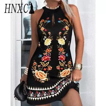 HNXC Женская мода Лето Весна Повседневные платья без рукавов S