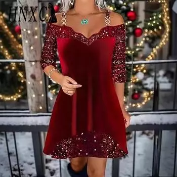 HNXC Женская мода лето весна короткие рукава V-образный вырез повседневные платья S красный