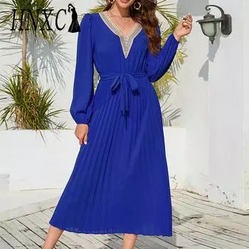 HNXC женская мода лето весна однотонный принт с коротким рукавом и v-образным вырезом с высокой талией повседневные платья S розовый