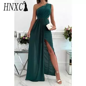 HNXC Женская мода лето весна однотонный принт без рукавов повседневные платья S красный