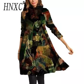 HNXC Женская мода Осень Зима Длинные рукава Полуводолазка Повседневные платья S