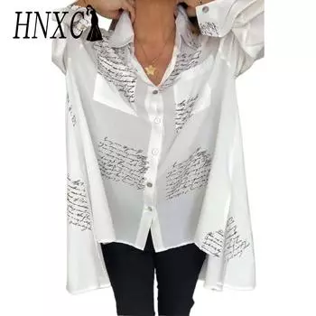 HNXC Женская мода Повседневная летняя рубашка с длинным рукавом и воротником-поло S чёрный