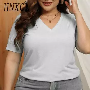 HNXC Женская мода повседневная летняя весна однотонные принты длинные рукава V-образный вырез блузки и рубашки XL белый