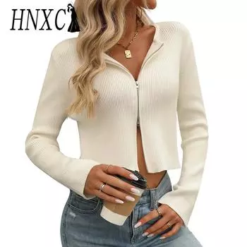 HNXC Женская мода повседневная осень зима длинные рукава кардиганы свитера S белый