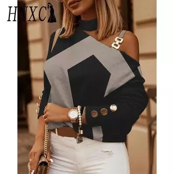 HNXC Женская мода повседневные блузки и рубашки с длинным рукавом осень-зима S