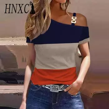 HNXC Женская мода повседневные летние блузки и рубашки с коротким рукавом S чёрный