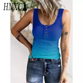 HNXC Женская мода повседневные летние блузки и рубашки без рукавов с U-образным вырезом S