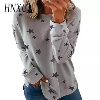 HNXC Женская мода повседневные осенне-зимние блузки и рубашки с длинным рукавом и круглым вырезом S зелёный