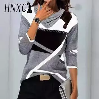 HNXC Женская мода повседневные осенне-зимние блузки и рубашки с длинным рукавом и V-образным вырезом S белый
