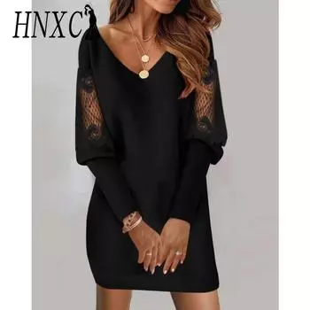 HNXC Женская мода повседневные осенне-зимние блузки и рубашки с длинным рукавом и V-образным вырезом S чёрный