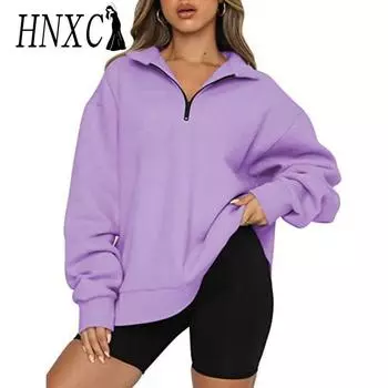 HNXC Женская мода Повседневные толстовки с длинным рукавом и воротником-молнией S