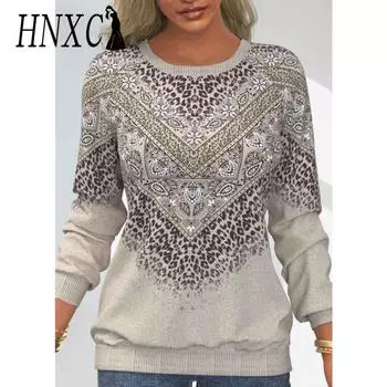HNXC Женская мода Повседневные толстовки с длинным рукавом и круглым вырезом XXXXL