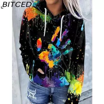 HNXC Женская мода Повседневные толстовки с капюшоном и длинным рукавом S