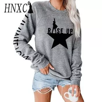 HNXC Женская мода Повседневные толстовки с капюшоном и длинным рукавом S серый