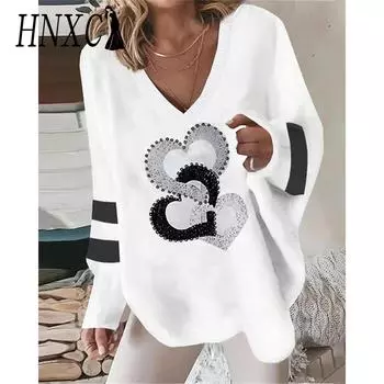 HNXC Женская мода Повседневные толстовки с капюшоном и длинным рукавом S белый